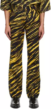 Черно-желтые прямые джинсы с принтом LU'U DAN