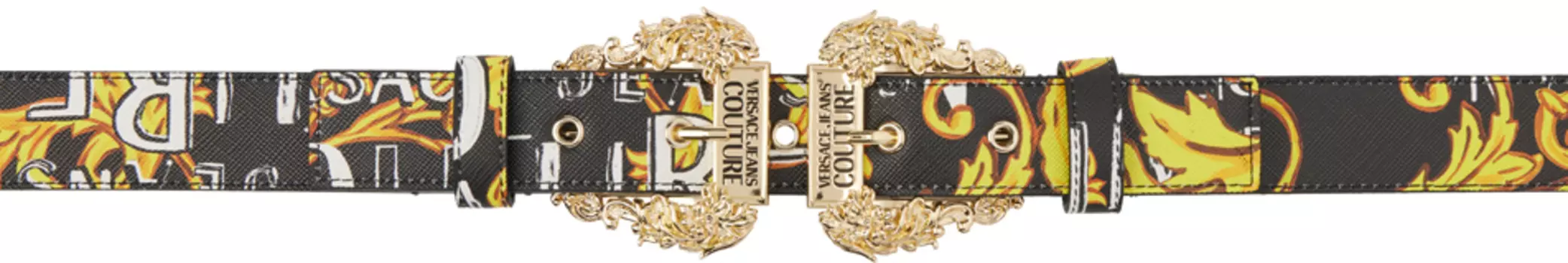 Черно-желтый ремень Couture с логотипом Versace Jeans Couture