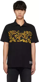 Черно-золотая футболка-поло Barocco Versace Jeans Couture