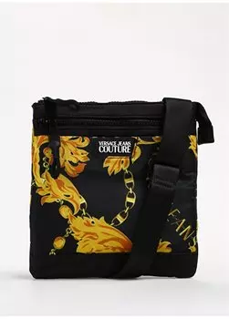 Черно-золотая мужская сумка-мессенджер размером 22X24x1 см 75YA4B86 Versace Jeans Couture, черный