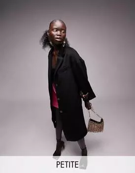 Черное элегантное длинное пальто Topshop Petite