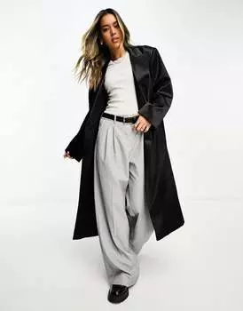 Черное атласное пальто для папы ASOS DESIGN