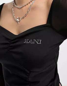 Черное атласное платье с длинными рукавами в стиле ретро Karl Kani