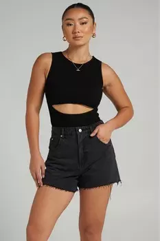 Черное базовое боди с рваными деталями Madmext, черный