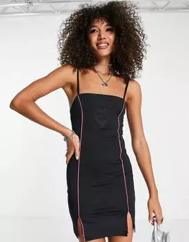 Черное бенгалинское платье с окантовкой в стиле Reclaimed Vintage