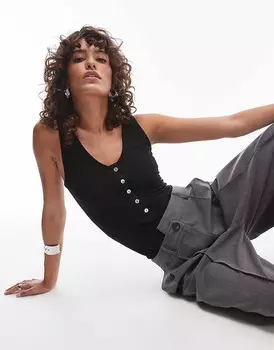 Черное боди без рукавов Mango