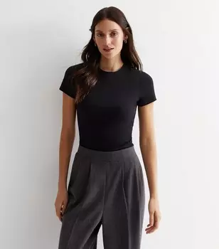 Черное боди из эластичного хлопка с короткими рукавами New Look, черный