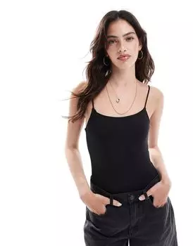 Черное боди из полиамида с бретелями Pull&Bear