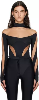 Черное боди Mugler Illusion
