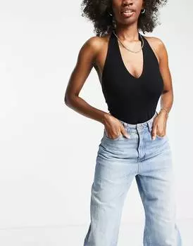Черное боди с бретельками на шее ASOS DESIGN Hourglass
