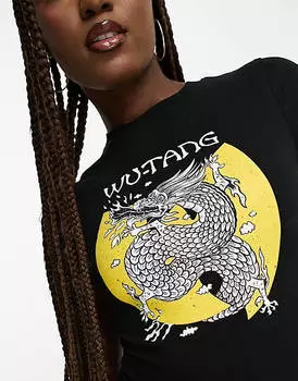 Черное боди с графическим рисунком Wu Tang Clan ASOS DESIGN