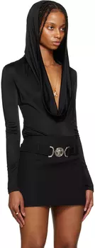 Черное боди с капюшоном Versace