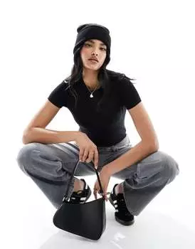 Черное боди с круглым вырезом New Look