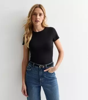 Черное боди с круглым вырезом New Look, черный