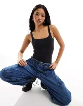 Черное боди с квадратным вырезом Cotton On Soft Lounge Cotton:On