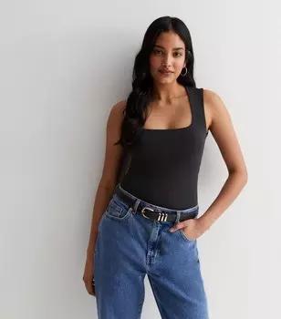 Черное боди с квадратным вырезом New Look, черный