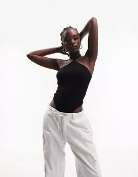 Черное боди с лямками и лямками ASOS