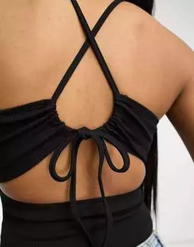 Черное боди с лямками и лямками Miss Selfridge