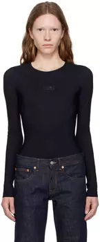Черное боди с принтом MM6 Maison Margiela