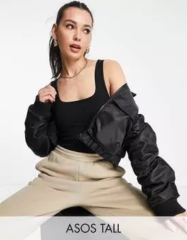 Черное боди с вырезом спереди и сзади ASOS DESIGN Tall