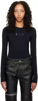 Черное боди с заклепками Six MM6 Maison Margiela