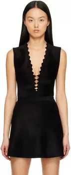 Черное боди с зазубринами ALAÏA