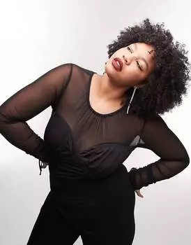 Черное боди со шнуровкой и деталями груди Topshop Premium Limited Edition