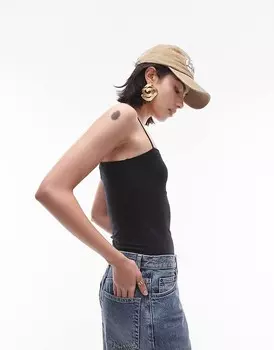Черное боди-труба с бретельками Topshop