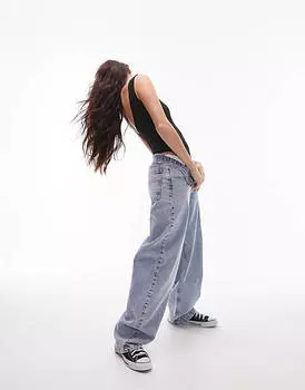 Черное боди в рубчик без рукавов Topshop Lola