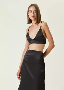 Черное бюстье с глубоким v-образным вырезом Ganni