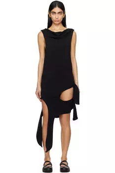 Черное деконструированное мини-платье OPEN YY