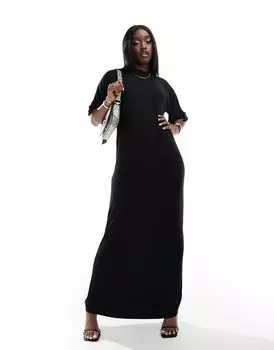 Черное длинное платье-футболка с бантом Fashionkilla