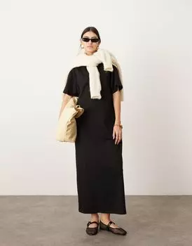 Черное длинное платье-футболка с карманами ASOS EDITION Premium