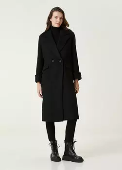 Черное двубортное пальто AllSaints