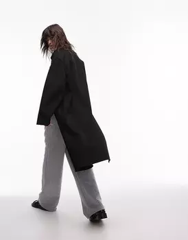 Черное двубортное пальто макси Mango