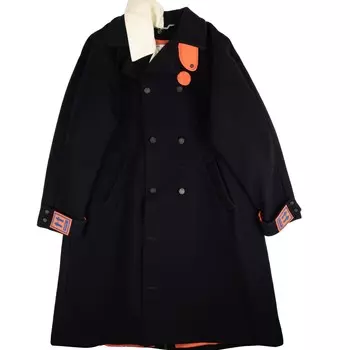 Черное двубортное шерстяное пальто Off-White, черный