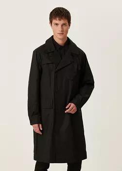 Черное двубортное верхнее пальто Academia