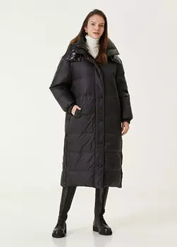 Черное двустороннее пуховик с капюшоном Yves Salomon