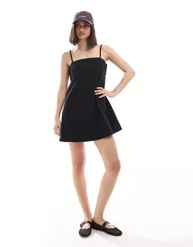 Черное джинсовое платье мини на бретельках ASOS DESIGN
