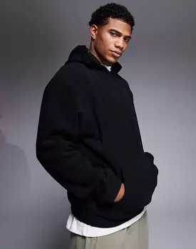 Черное флисовое худи ASOS DESIGN