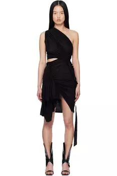 Черное голливудское хлопковое марлевое трикотажное платье-туман Rick Owens DRKSHDW