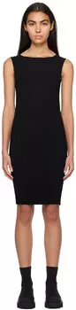 Черное губчатое платье-миди ISSEY MIYAKE