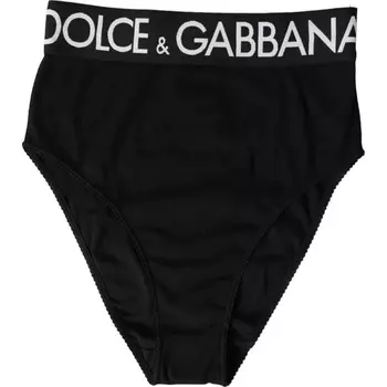 Черное хлопковое эластичное нижнее белье с фирменным логотипом Dolce & Gabbana