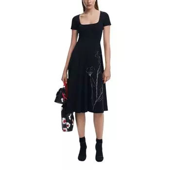 Черное хлопковое платье Desigual