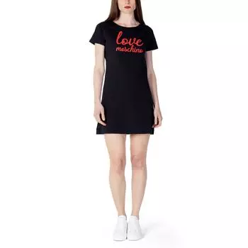 Черное хлопковое платье LOVE MOSCHINO