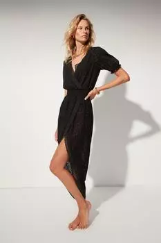 Черное хлопковое пляжное платье с вышивкой X Moeva TBESS21EL4399 Trendyol, черный