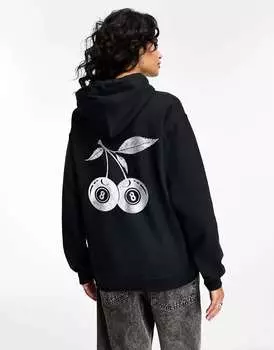 Черное худи с изображением вишни ASOS