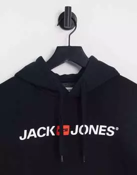 Черное худи с логотипом Jack & Jones Essentials