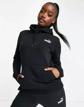 Черное худи с маленьким логотипом Puma Essentials