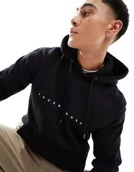 Черное худи с вышитым логотипом Jack & Jones